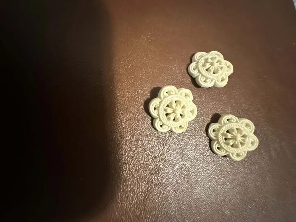 Set of 3 Vintage Off-White Pierced Plastic Shank Flower Buttons